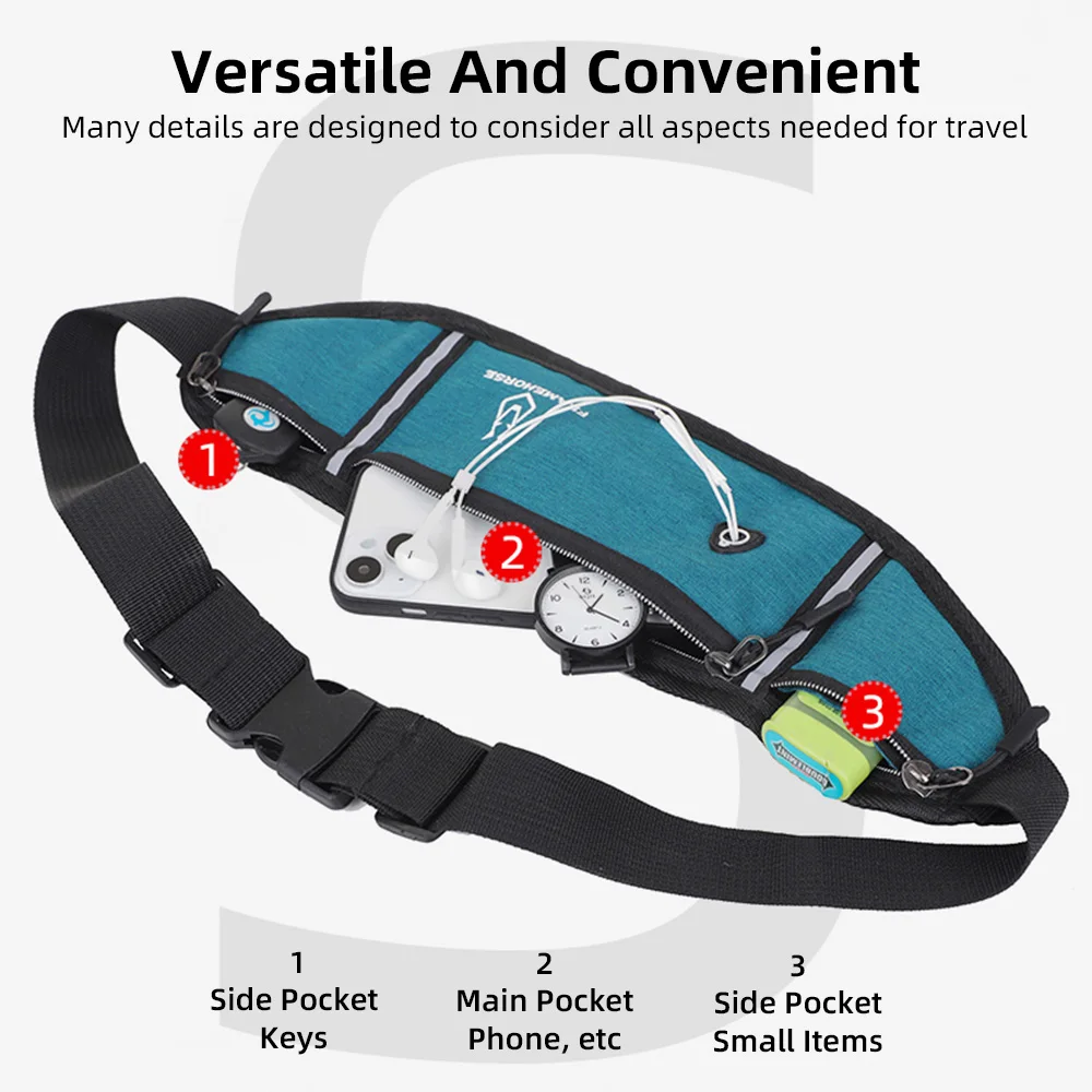 Sports Waist Bag for Men Women Phone Holder Belt with Headphone Hole Waterproof Running Pouch Adjustable Waist Packs for Gym