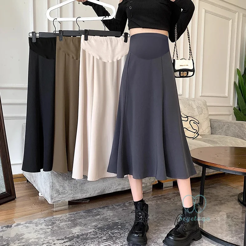 Big Bottoming A line Maternity Skirts Spring New Fashion Elastic Waist Belly Clothes for Pregnant Women Support Pregnancy
