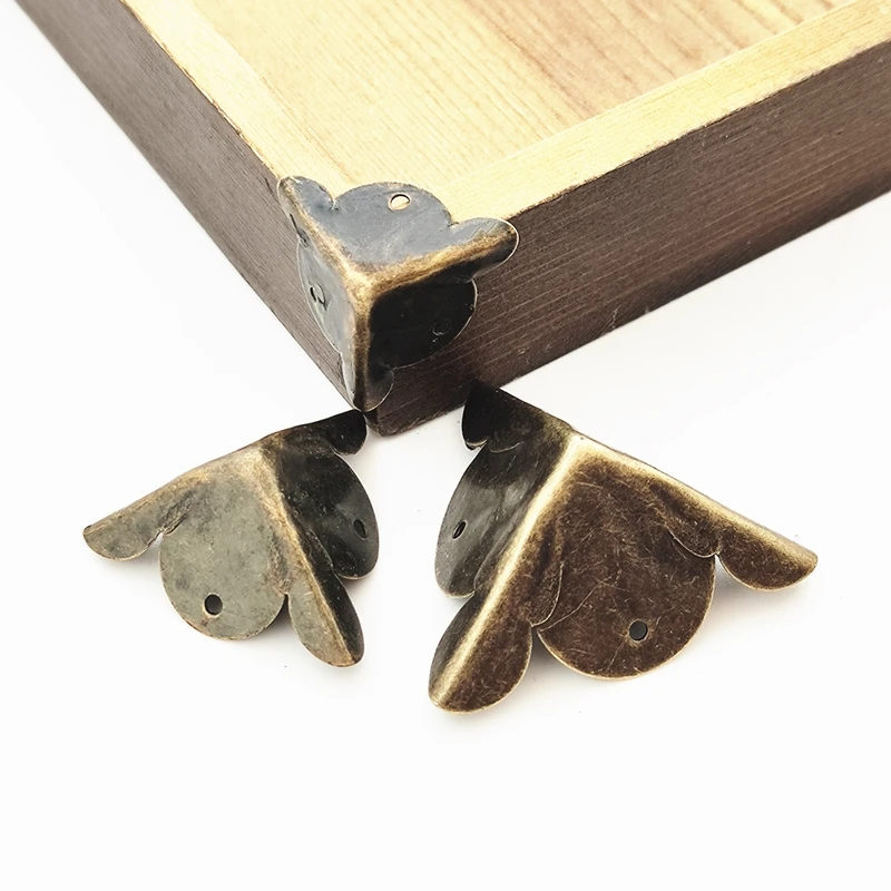 Corner Protector For Wooden Box 4/8/10pcs Metal Bracket Antique Brass Cabinet Chest Decorative Fastening Shelf Support Furniture