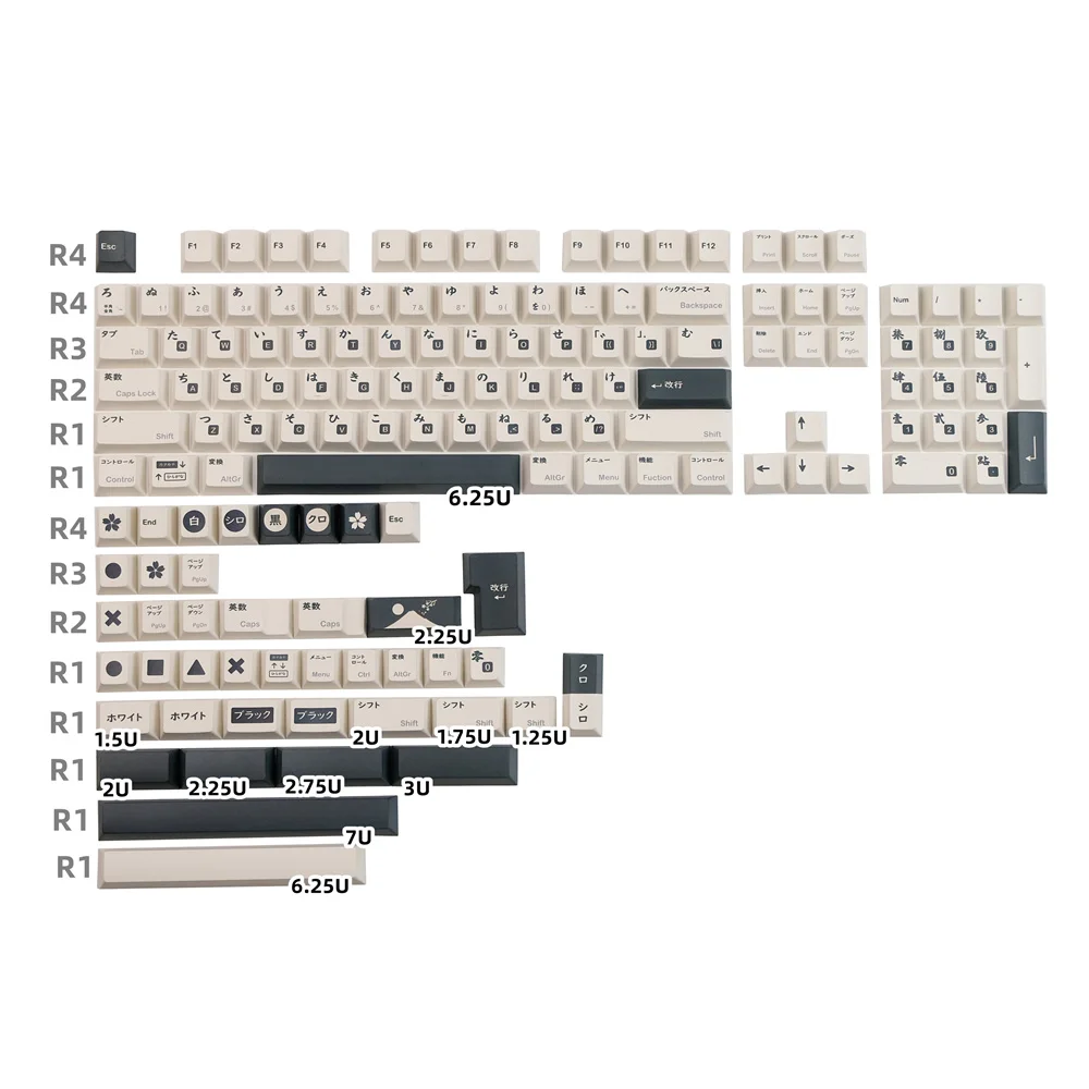 Pbt Keycap Japonês Branco Preto Keycaps Perfil Cereja Rosto Dye Subbed para Teclado Mecânico Gh60 Gk61 Cereja mx Switch - Imagem 6