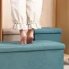 Storage Box Multi-functional Foldable Large Capacity Waterproof Fabric Storage Bench Modern Foot Rest Stool With Padded Seat 5