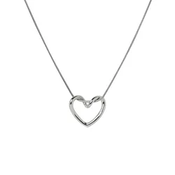 Gothic Rose Red Love Necklace - Dainty Silver Tone Heart Pendant Jewelry (05 Silver color)