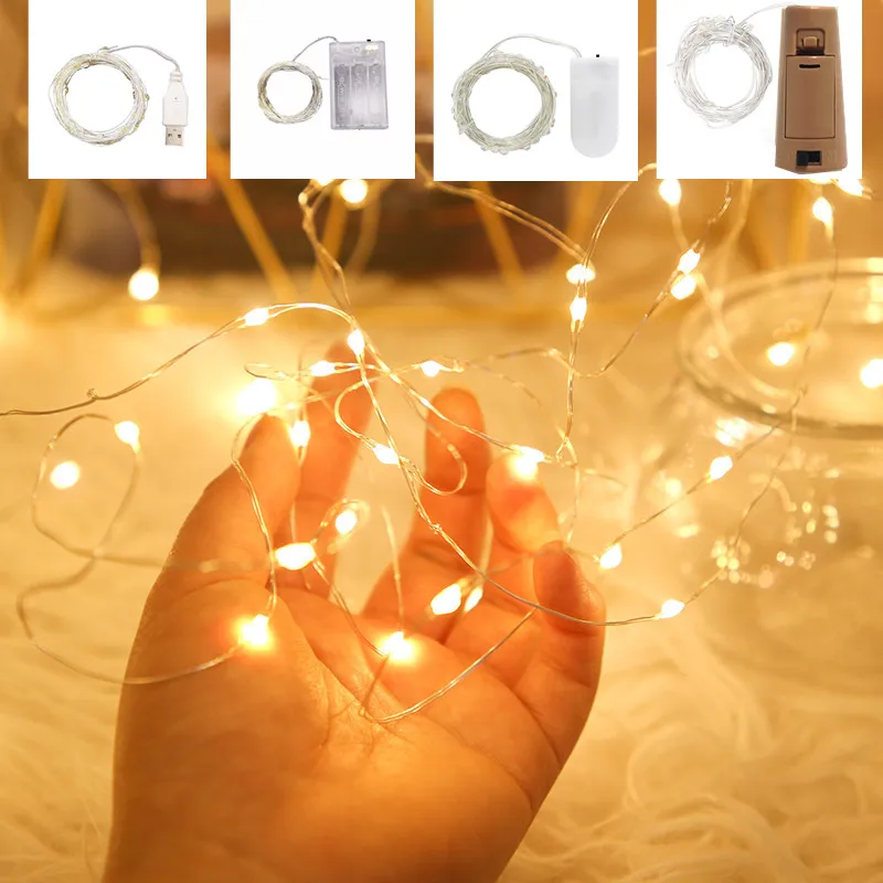 

Festive Bottle Lamp 5/10M LED Copper Wire Lamp USB Party Wedding Fairy String Light Battery Powered Garland Christmas Decoration