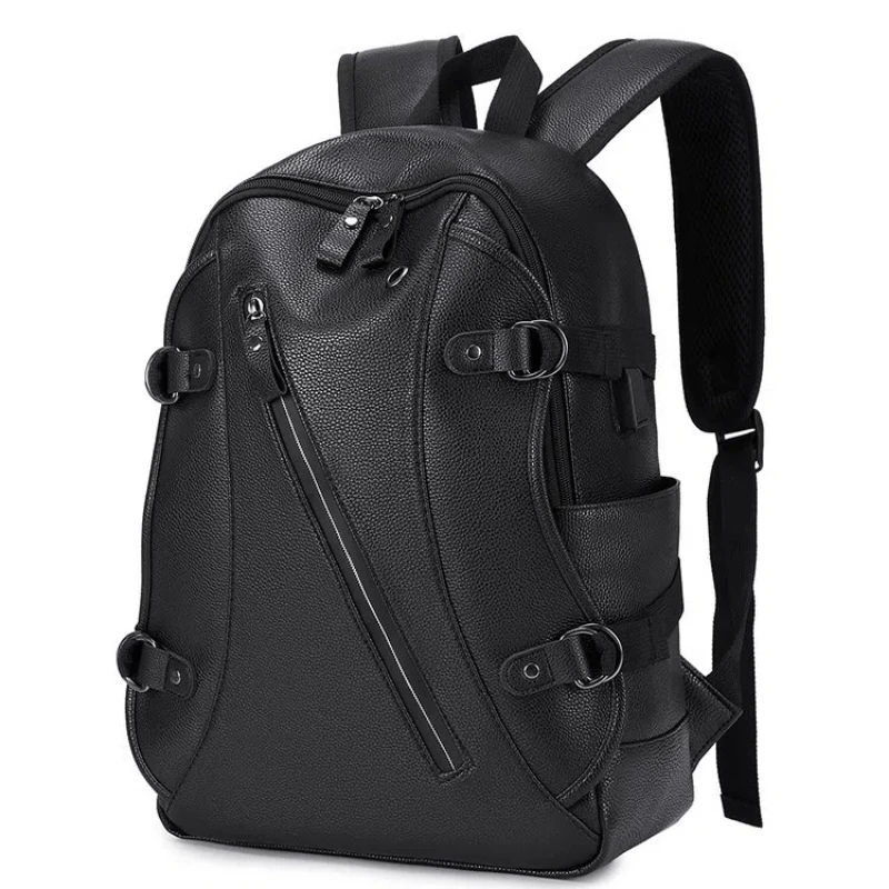 Backpack Men Multifunction USB Charging Fashion Business Casual Travel Anti-theft Waterproof Pu Laptop Backpack School