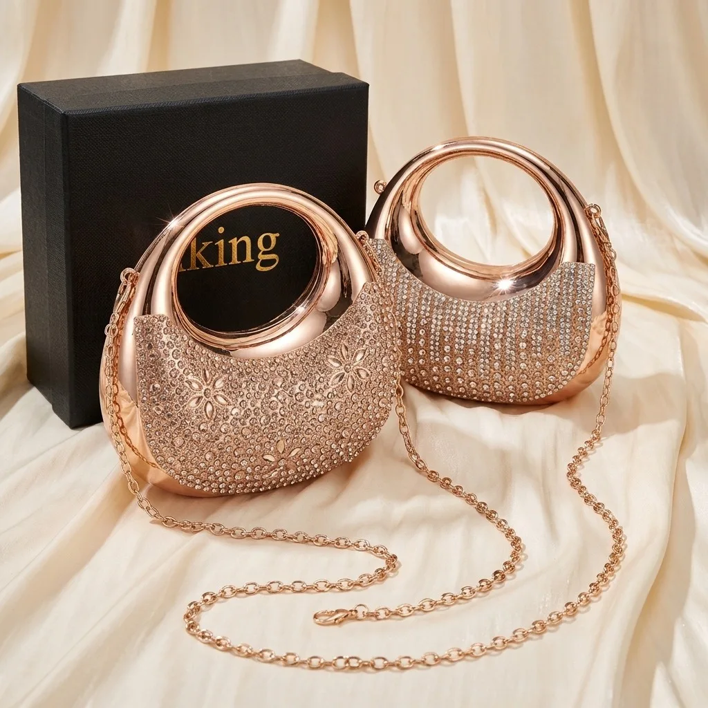 Mini Goldene Abendtasche Diamant-Geldbörsen und Handtaschen Luxus Designer Schultertaschen Lustige Form Party Hochzeit Acryl Clutch Geldbörse – Detail 11