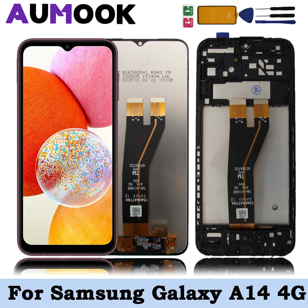 

6,6 ''Оригинальный ЖК-дисплей для Samsung Galaxy A14 A145, сенсорный экран с цифровым преобразователем для Samsung A14 A145F A145P A145M SM-A145F/DSN LCD