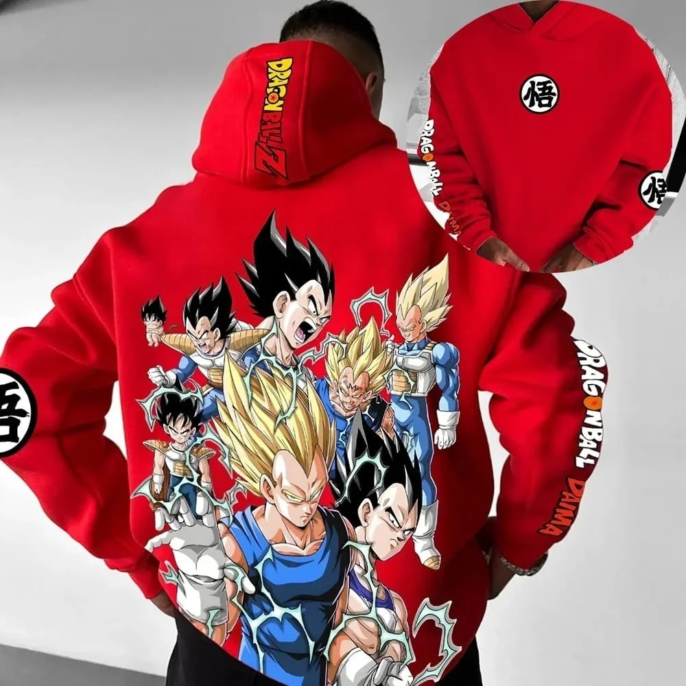 2026 Dragon Ball Retro Anime Hoodie, Super Saiyan Goku Druck Herren Reiner Baumwoll-Hoodie, Lässiger Lockerer Sport-Alltagsstil Y2K-Design – Detail 9
