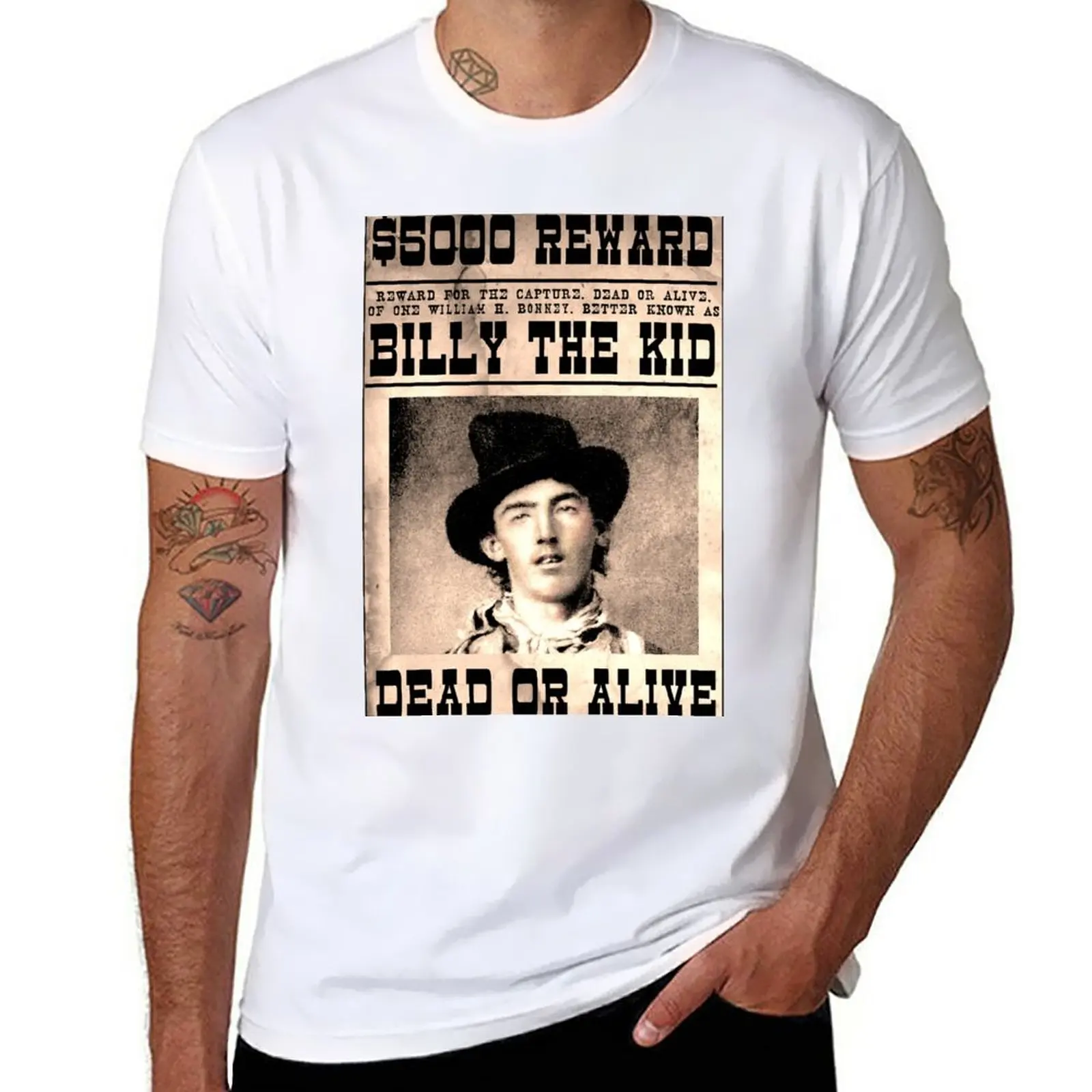 

New BILLY THE KID : Vintage Restored Wanted Poster T-Shirt Anime t-shirt graphics t shirt mens graphic t-shirts pack