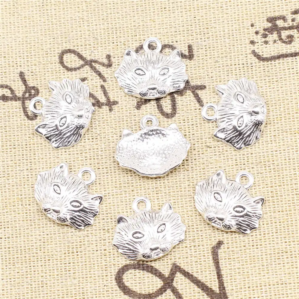 

Jewelry For Women Hobbies And Crafts Materials Charms Wolf Head Antique Silver Color Pendants Jewelry Making 17x19mm 10pcs