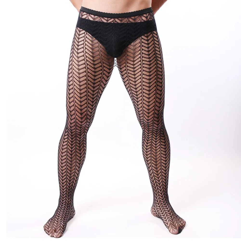 

Sexy Men Transparent Mesh Jacquard Pantyhose Fishnet Perspective Body Stockings Sissy Underwear High Stretch Erotic Lingerie