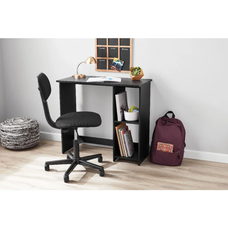 Description Picture 3 of itemMainstays Computer Desk Small Space Writing Desk with 2 Shelves True Black Oak Finish Laptop Table Furniture