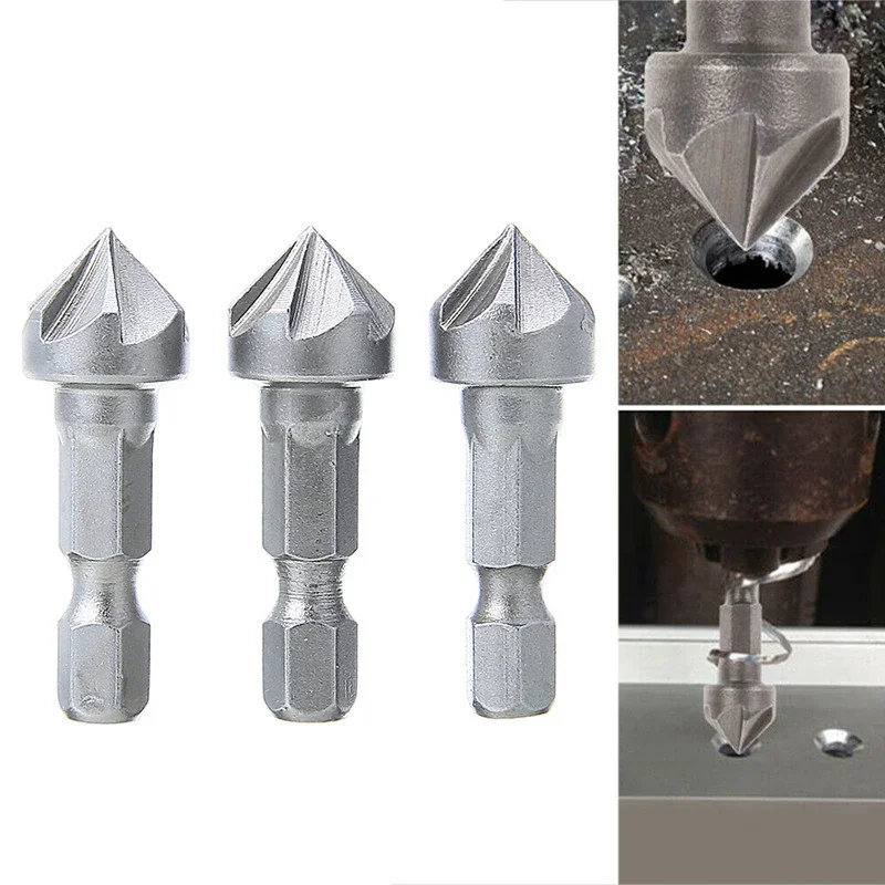 

1PC 90 Degree Countersink Drill Chamfer Bit 1/4" Hex Shank Carpentry Woodworking Angle Point Bevel Cutting Cutter Remove Bur