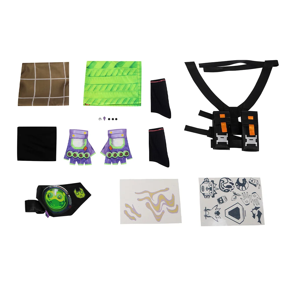 Gekko Cosplay Anime Costume VALORANT Role Play T-shirt Pants Belt Outfits Men Casual Outfits Halloween Carnival Party Suit 9