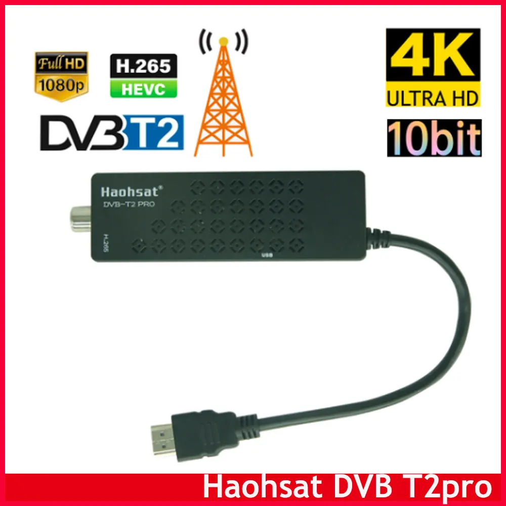 Haohsat Europa Italia Hevc Dvb-T2Pro Tv Stick 4K Decoder Digitale Terrestre Sintonizzatore Tv Dvb T2 H.265 Set-Top Box Dvb C T2 Tv Stick