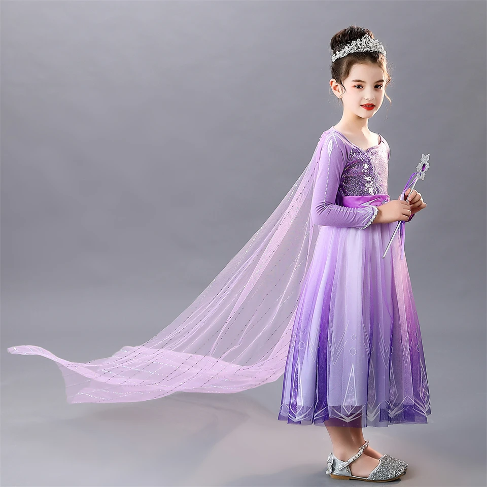 Fancy Birthday Girl Snow Queen Elsa Princess Dress Christmas Halloween Carnival Cosplay Costume Party Girl First Communion Dress