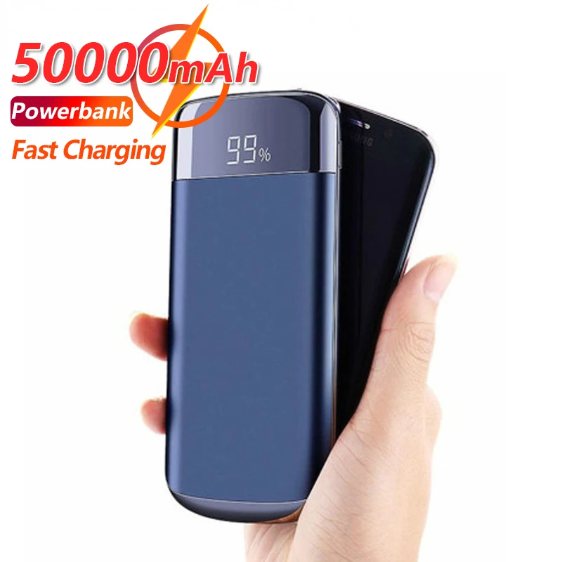 Portable Fast Charging Power Bank 50000mAh Mobile Phone External Battery Charger with LED Light Digital Display Outdoor Charger mini power bank