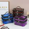 Women's double layer large capacity portable toiletry bag Waterproof cosmetics bag travel storage bag 2