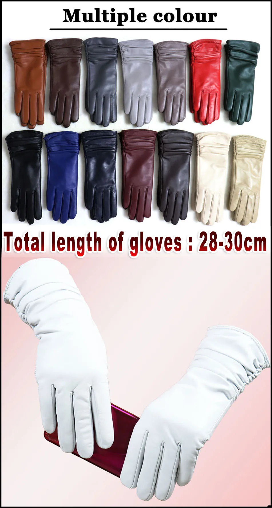 Qualität Farbe Schaffell Handschuhe echtes Leder Damen Winter warm Strickwolle Flanell Innenfutter Touchscreen Leder Handschuhe Radfahren Fahren Kälteschutz echt neue Bestseller – Detail 4
