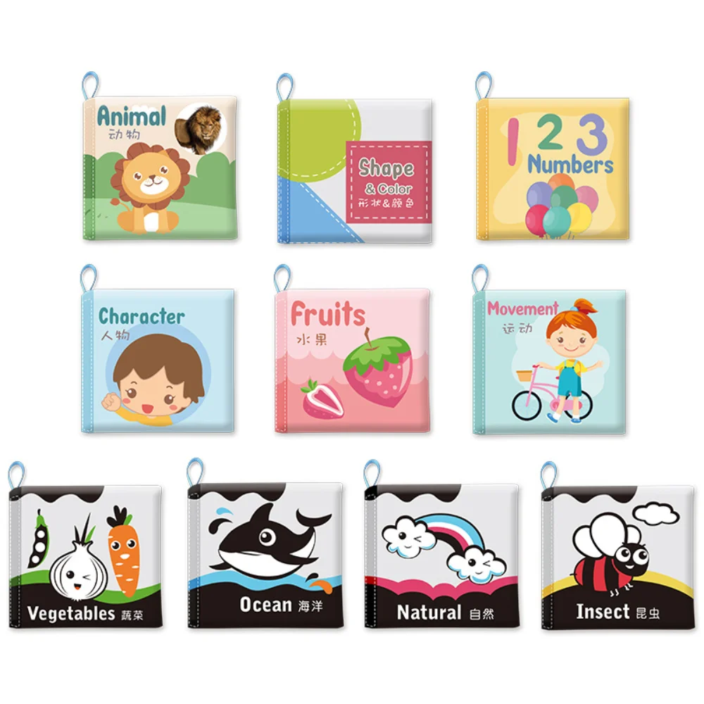 

Montessori Baby Cloth Books Early Education Learning Toys Gifts for Infants Toddlers 0 -12 Months Cloth Book with Rustling Sound