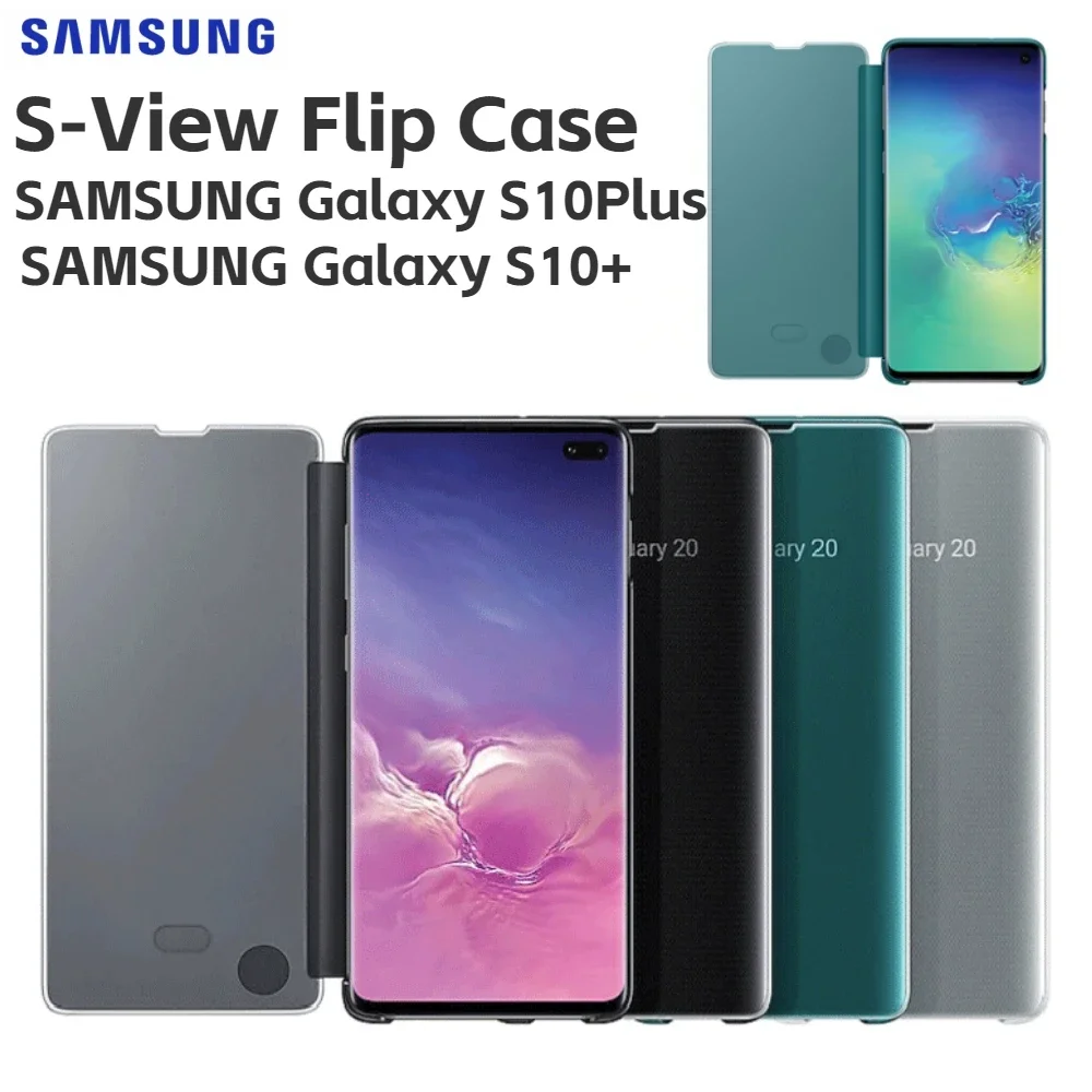 

Original Samsung Clear View Cover for Samsung Galaxy S10+ Smart Sleep Clamshell Cover S10 Plus S-View Flip case