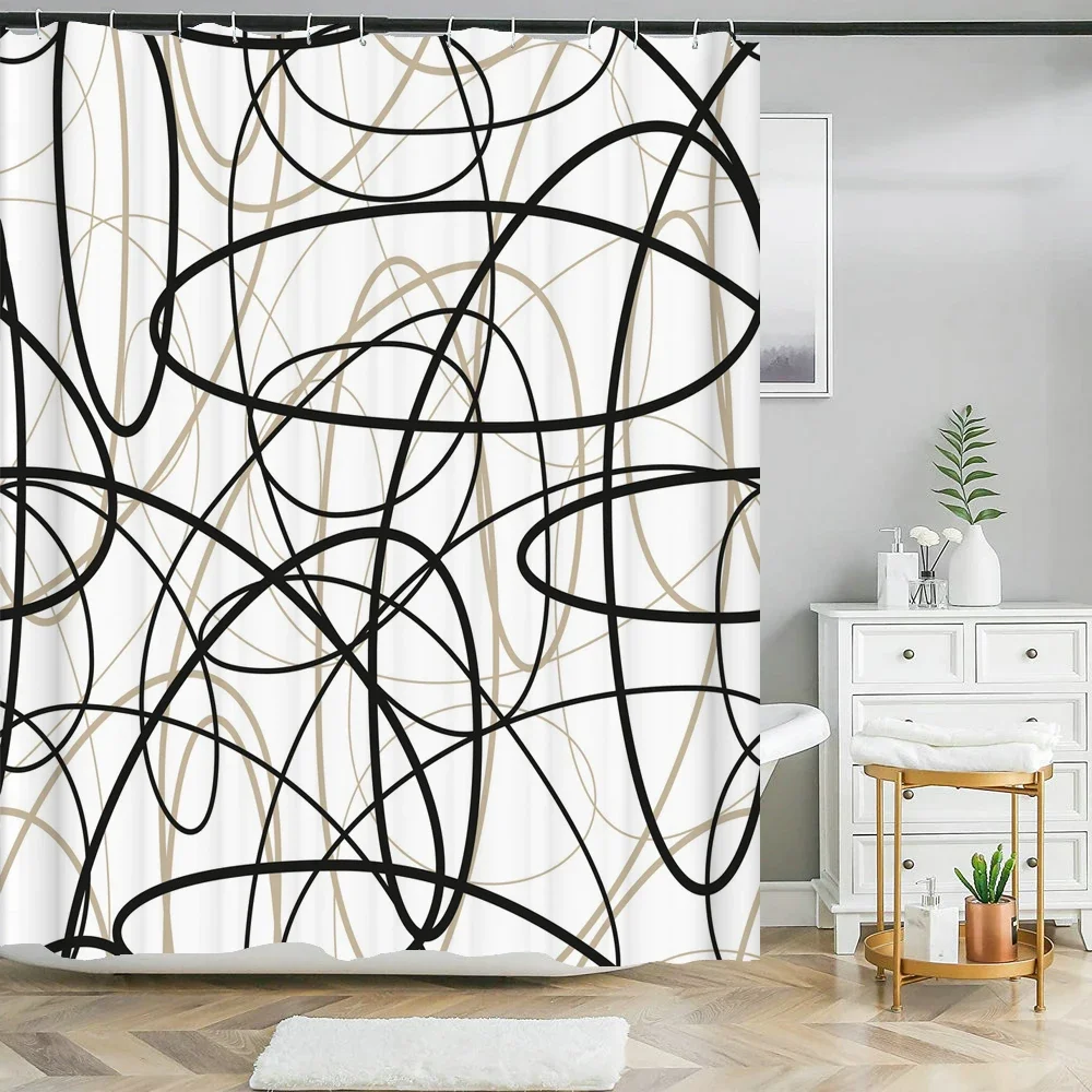 

Водонепроницаемая Шторка для ванной и душа, занавеска черно-белая с художественным рисунком, декоративное украшение для дома, экран на стену, 3d-печать