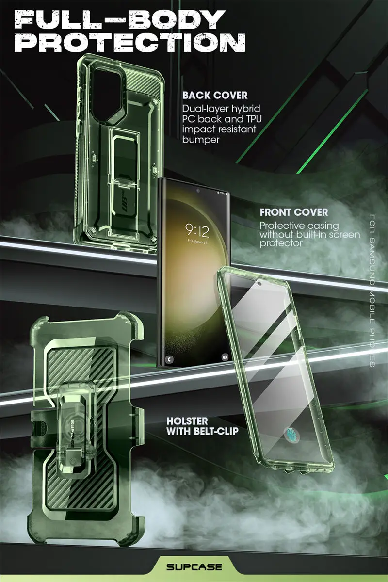 For Samsung Galaxy S23 Ultra Case 2023 SUPCASE UB Pro Full-Body Dual Layer Rugged Belt-Clip Case with Built-in Screen Protector