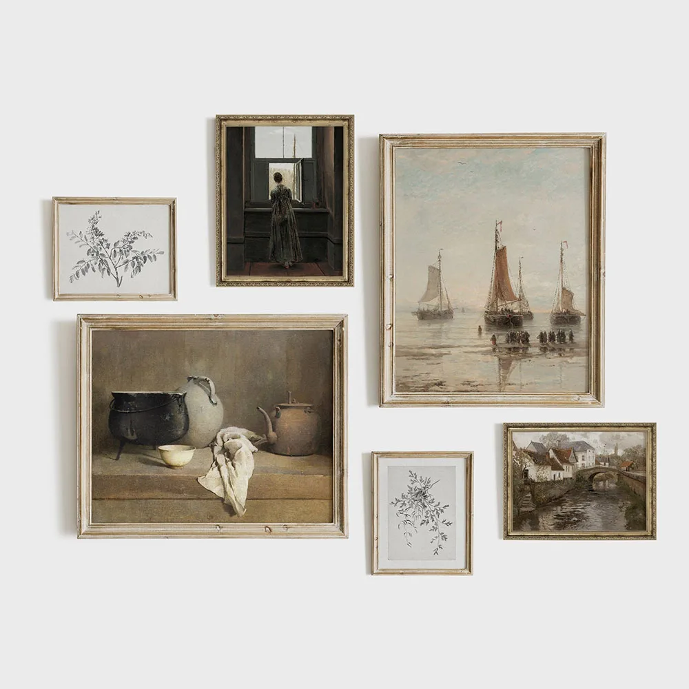 

Vintage Neutral Gallery Wall Art Antique Poster And Prints Retro French Canvas Painting Nordic Wall Pictures Decoration Home Art