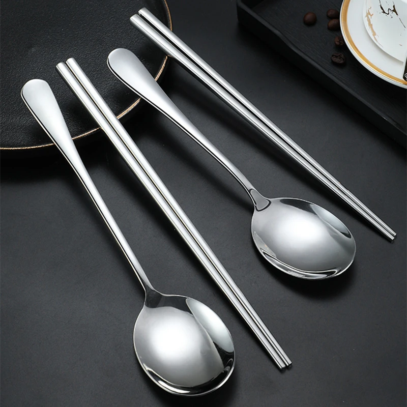 Description Picture 5 of itemStainless Steel Serving Spoon and Fork Chopsticks Cutlery Sets for Buffet Long Handle Home Dinnerware Tableware Kitchen Utensils