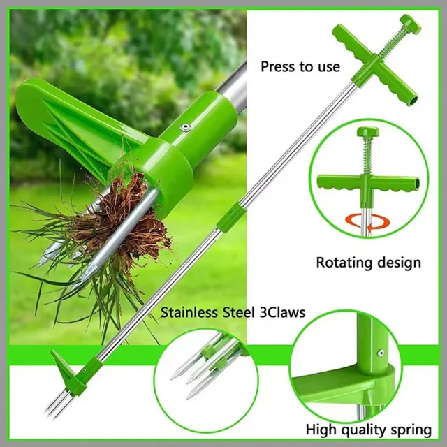 Grass Puller, Standing Vegetable Digger, Manual Weed Removal, Long Handle, Detachable, With Foot Pedal, Garden Tool 2