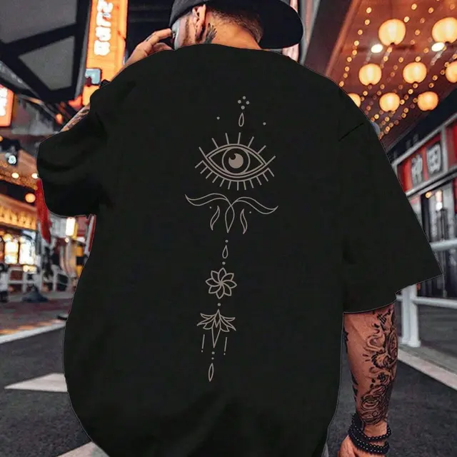 Casual Fashion T-shirt Men's Summer Personality Trend Round Neck Short Sleeve Loose and Comfortable Pure Cotton Men's Clothing 1