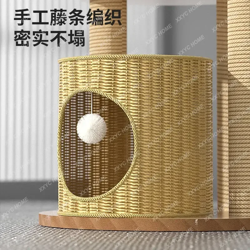 Small Apartment Rattan Woven More than Cat Climbing Frame Children Do Not Cover Sisal Solid Wood Summer Summer Big Cat