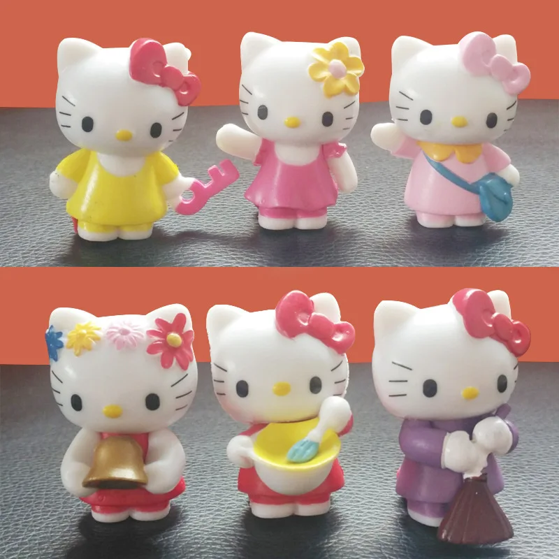 6 Pcs 헬로 키티 Figuren 인형, Sanrio 모델 데스크탑 장난감, 자동차..
