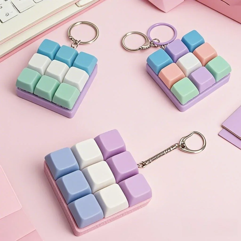 Stress-Relief Button Fidget Keychain – Relaxation Toy