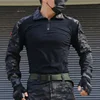 Military Uniform Hunting Men Army Soft Shell Hooded Jacket+Breathable Long Sleeve Swat Tshirts+Multi-pocket Pants Cargo Suits 4