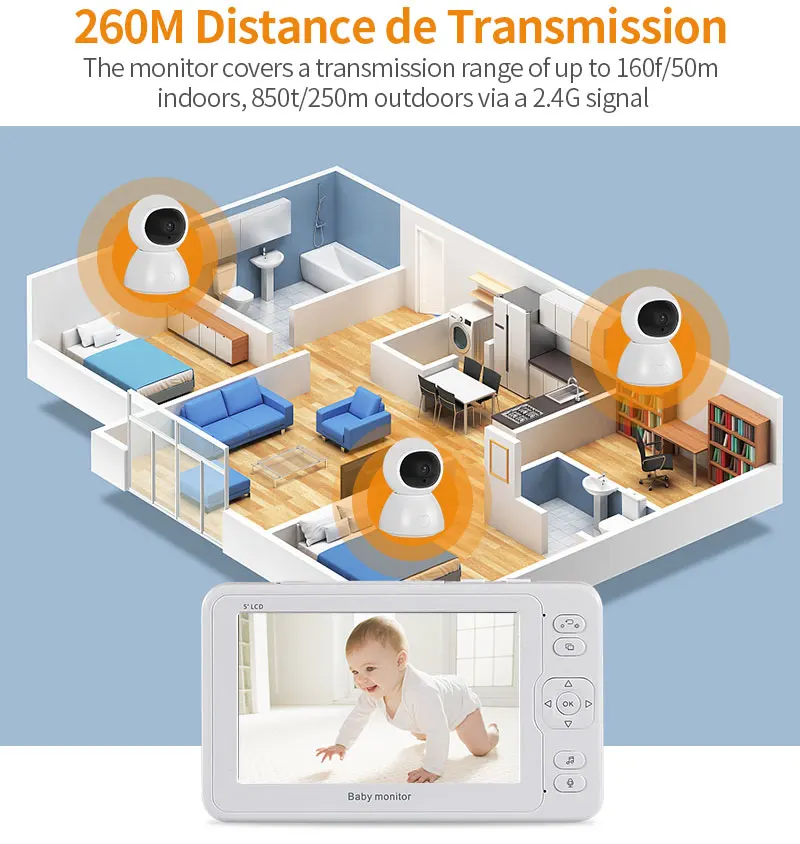 Wireless Video Baby Monitor Color Security Camera NightVision IR LED Temperature 