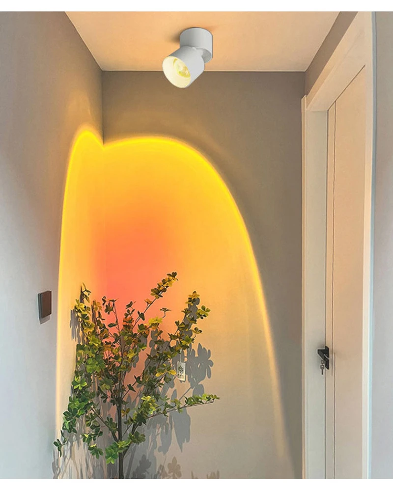 Led Downlight Sunset Projection Lamp Recessed Spotlight Bedroom Home Decoration Wall Surface Ceiling Mount Down Light Rainbow