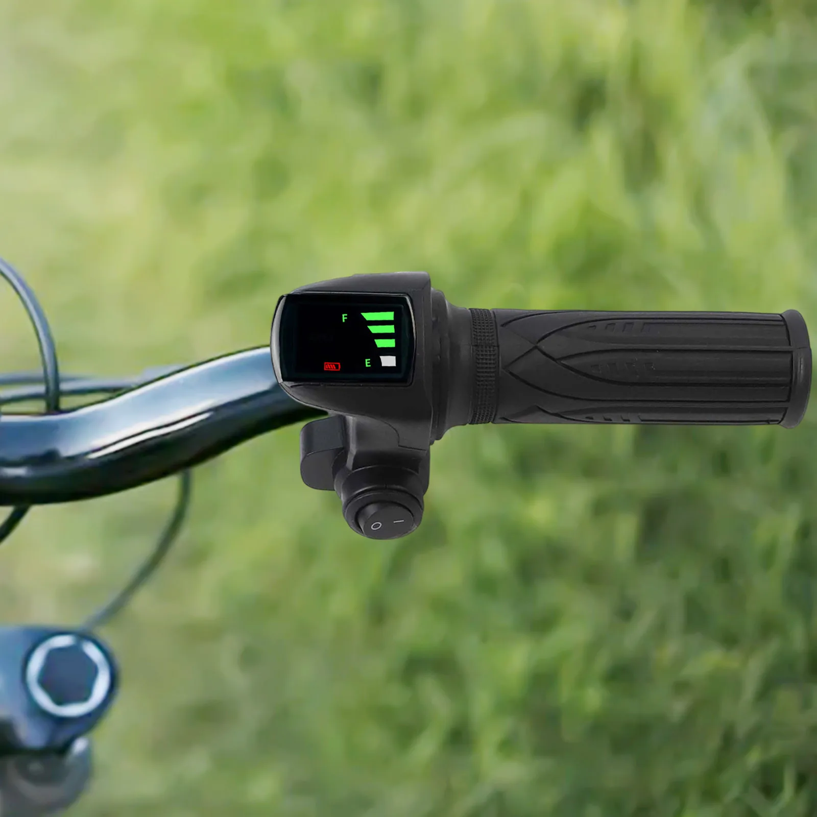 Enhanced Electric Bicycle Throttle Grip with Start Button & Voltage Display for E-Bike and Scooter Handlebar Accessories