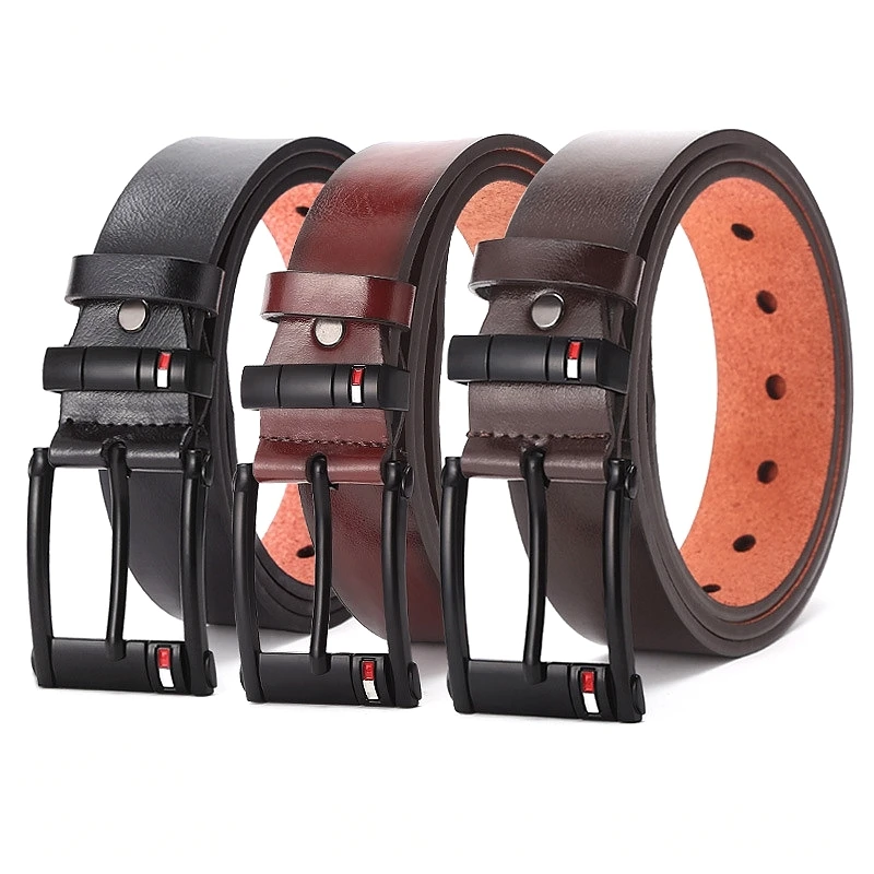 VOOTHOST 3,5CM Wysokiej Jakości Skórzany Pasek Męski Casualowy Klamra Ze Stopu Biznesowy Męski Pasek Do Jeansów Paski Kowbojskie VB222_voghion.com