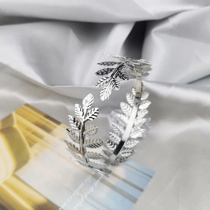 Retro Greek Roman Open Ended Leaf Bracelet Armband Upper Arm Cuff Armlet Festival Bridal Dance Jewelry 4