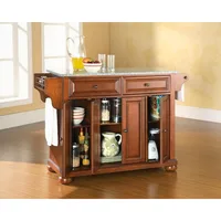 Alexandria Kitchen Island With Solid Grey Granite Top Storage Cabinets for Living Room Sideboard Classic Cherry Cabinet the Home 1
