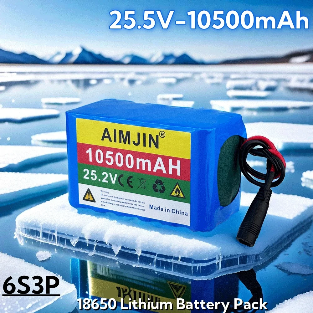 

6S3P 18650 Rechargeable Li-ion Battery Pack 25.2V 10500mAh Suitable for Electric Bikes and Mopeds Built-in BMS+25.2V 2A Charger