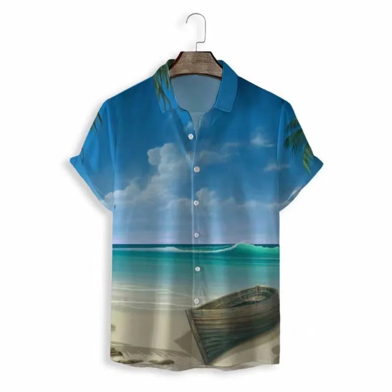 

New hot selling men's shirts in Europe and the United States, parrot print, casual cardigan, comfortable short sleeve lapels, br