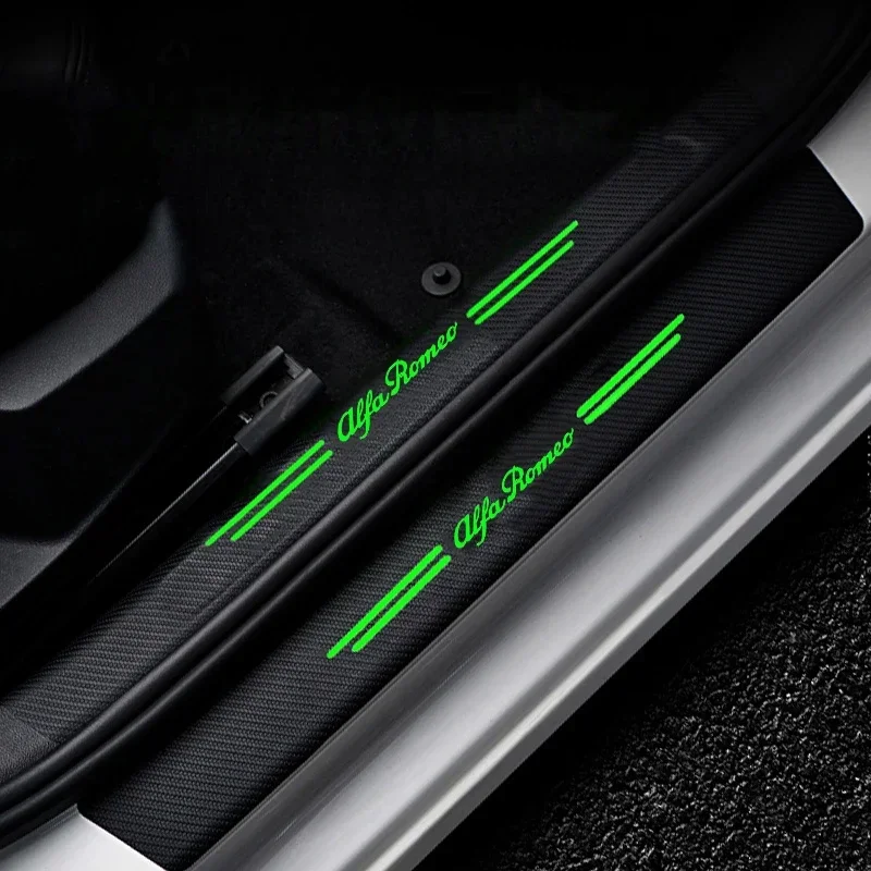 Luminous Car Door Sill Trim Stickers Protective Strip Film Decals