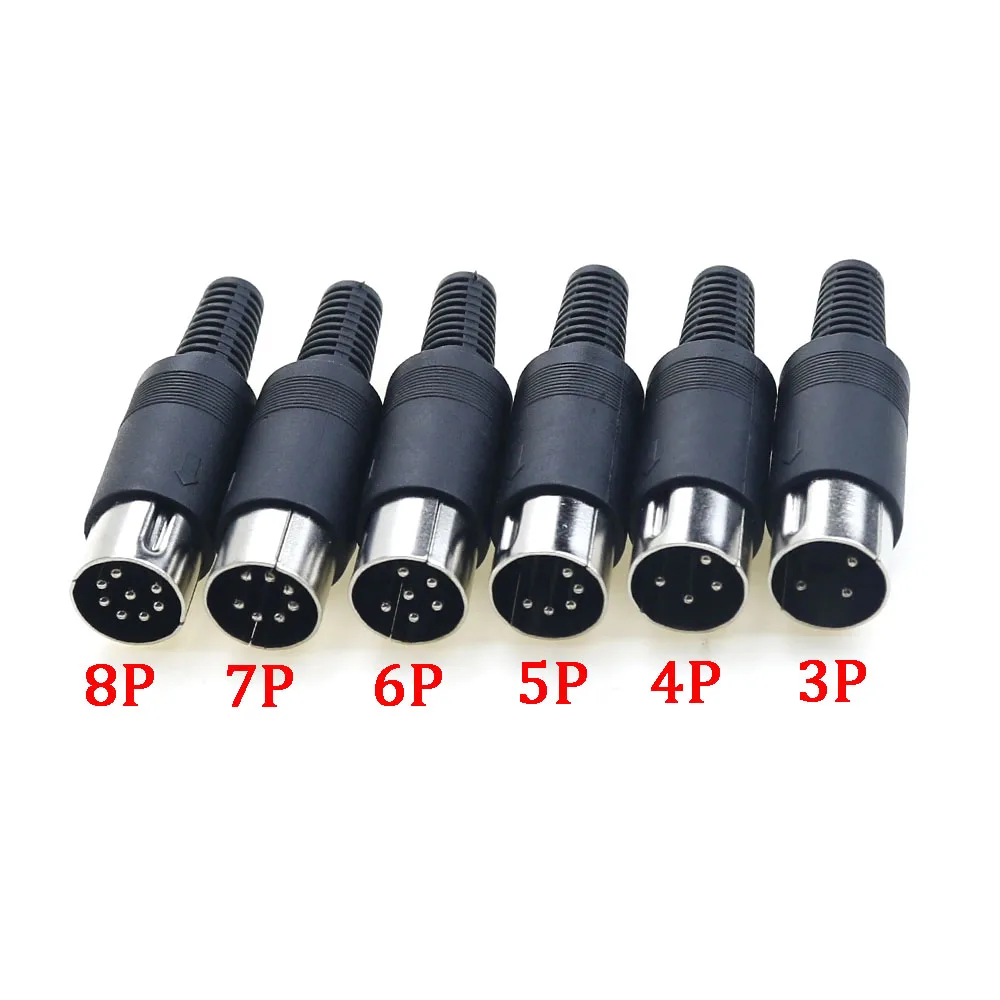 Multi-Pack DIN Male/Female Plug Jack with Plastic Handle - Keyboard Cable Connector Adapter PS2 Compatible
