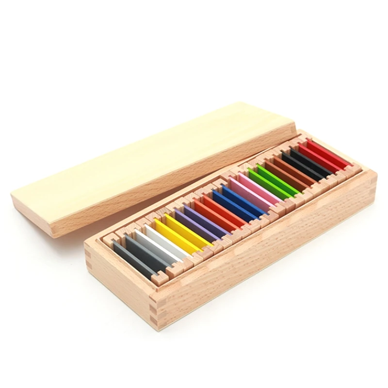 Montessori Sensorial Material Learning Color Tablet Box Wood Preschool Toy