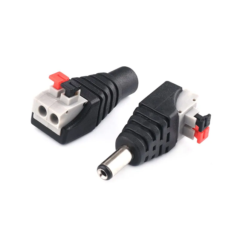 

10Pcs/lot 5.5x2.1mm DC Power Male Female Plug Jack Adapter No-Screws Press-Type Terminals Wire Connector For 3528/5050 LED Strip