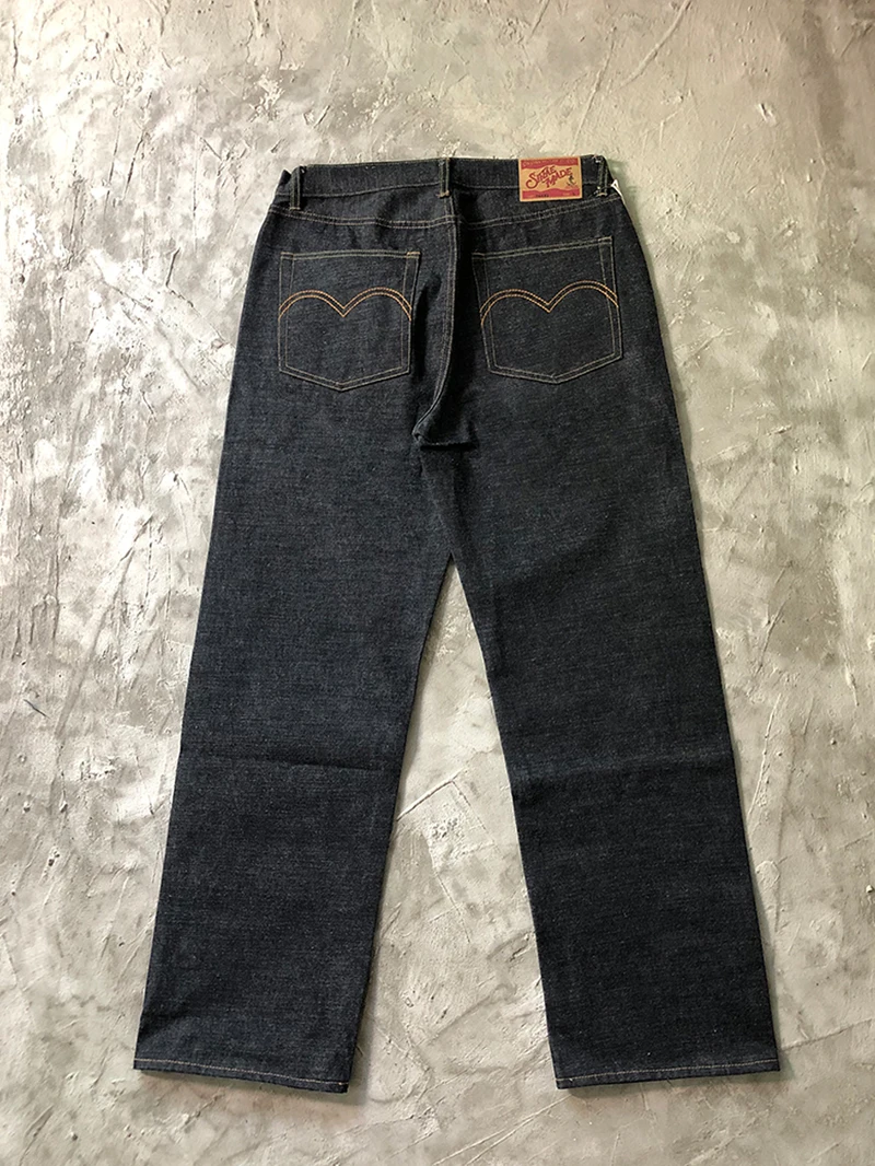 15oz Original Heavyweight Red Selvedge Washed Denim Jeans Autumn Winter American Vintage Embroidery Y2K Men's Fit Straight Pants 2