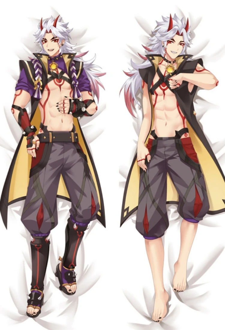 Anime Game Impact Arataki Itto Cosplay Dakimakura Pillow Case Hugging Body Prop