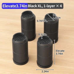 Versatile Non - Slip Furniture Height Extenders | Quiet & Moisture - Resistant Risers (Black Round XL 4pcs)