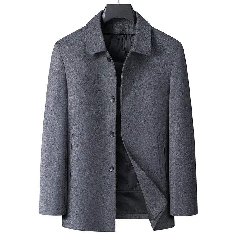 남성용 다운 안감 양면 모직 코트, 오버사이즈 싱글 브레스트 플러스 사이즈 L-5XL6XL7XL8XL, 겨울 패션 신상